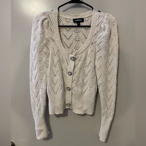 Express Ivory Button-Up Cardigan